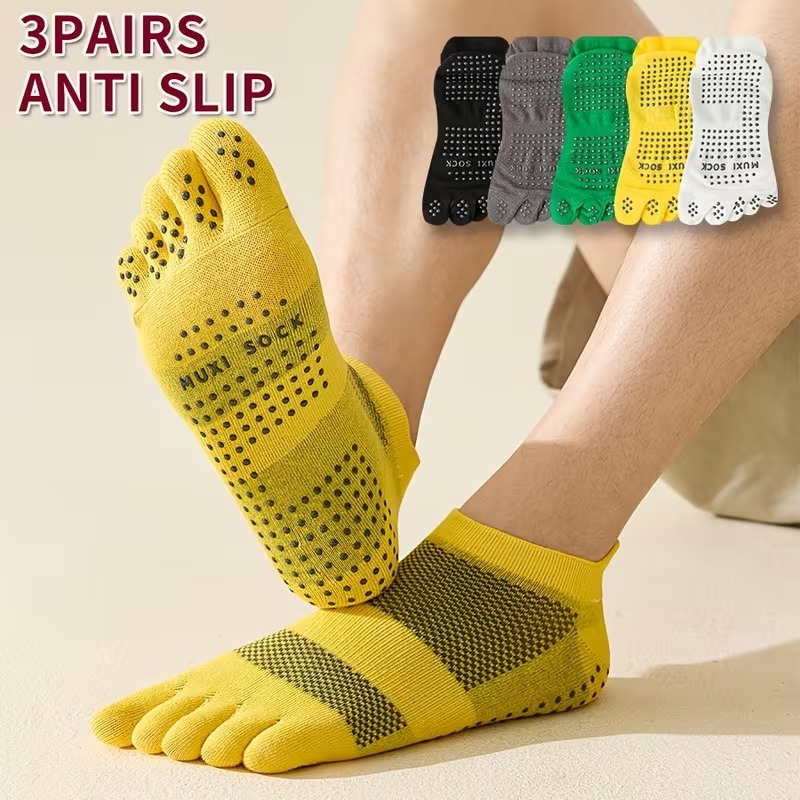 Toe Sock Split - ถุงเท้าผู้ชายแบบ 3 คู่ ป้องกันการลื่นไถล มีจุดกันลื่น ระบายอากาศได้ดี