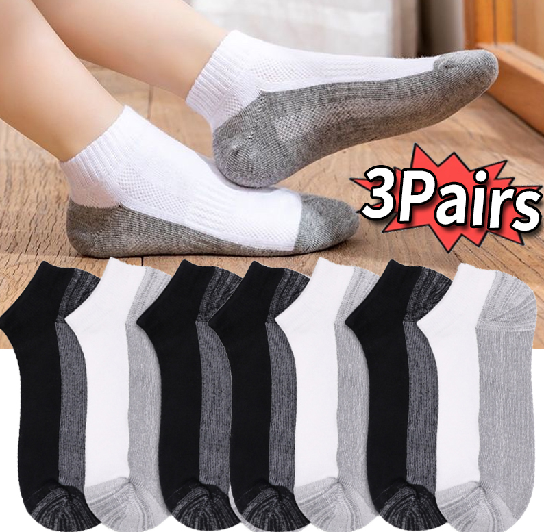 Ankle Sock Low Cut - ถุงเท้าข้อสั้นสำหรับฤดูร้อน ระบายอากาศได้ดี คุณภาพสูง สำหรับผู้ชายและผู้หญิง ดีไซน์สีตัดต่อ ถักทออย่างประณีต