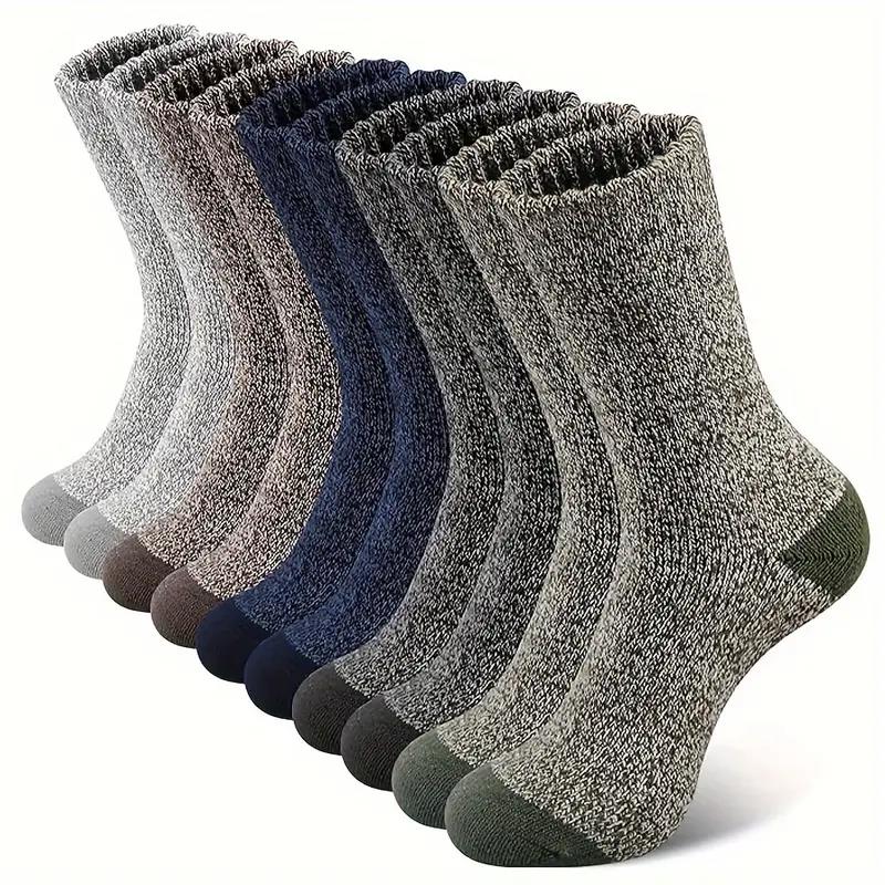 Wool Hiking Sock - ถุงเท้าขนแกะ Merino 5 คู่สําหรับผู้ชาย ถุงเท้าเดินป่าหนาพิเศษ ถุงเท้าความร้อนสําหรับสภาพอากาศหนาวเย็น