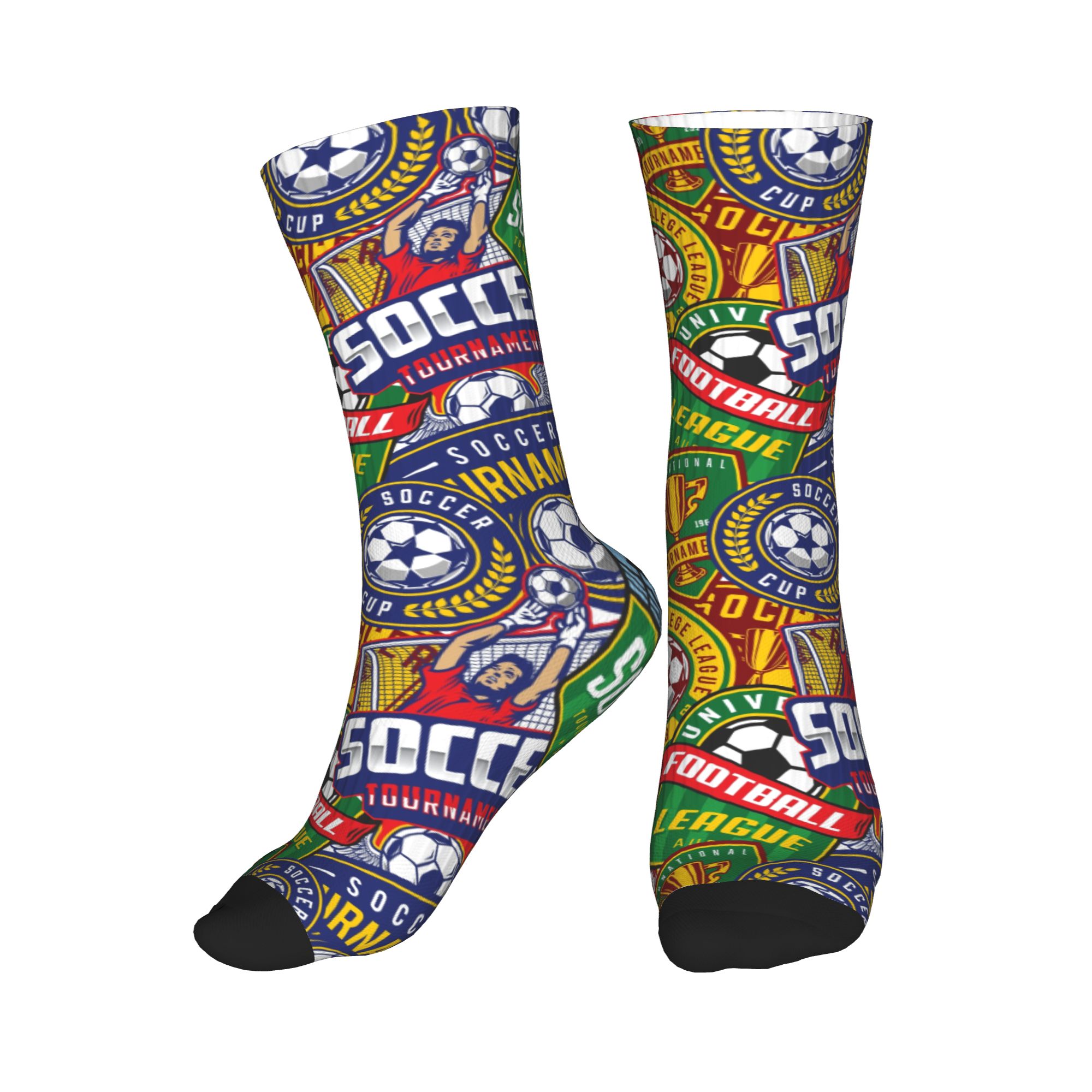 Dress Sock Men - ถุงเท้าลายฟุตบอลย้อนยุคสีเขียวแดง ถุงเท้ากีฬาพิมพ์ลายไร้รอยต่อสำหรับผู้ชายและผู้หญิง ถุงเท้าแฟชั่นแบบอุ่นสบาย