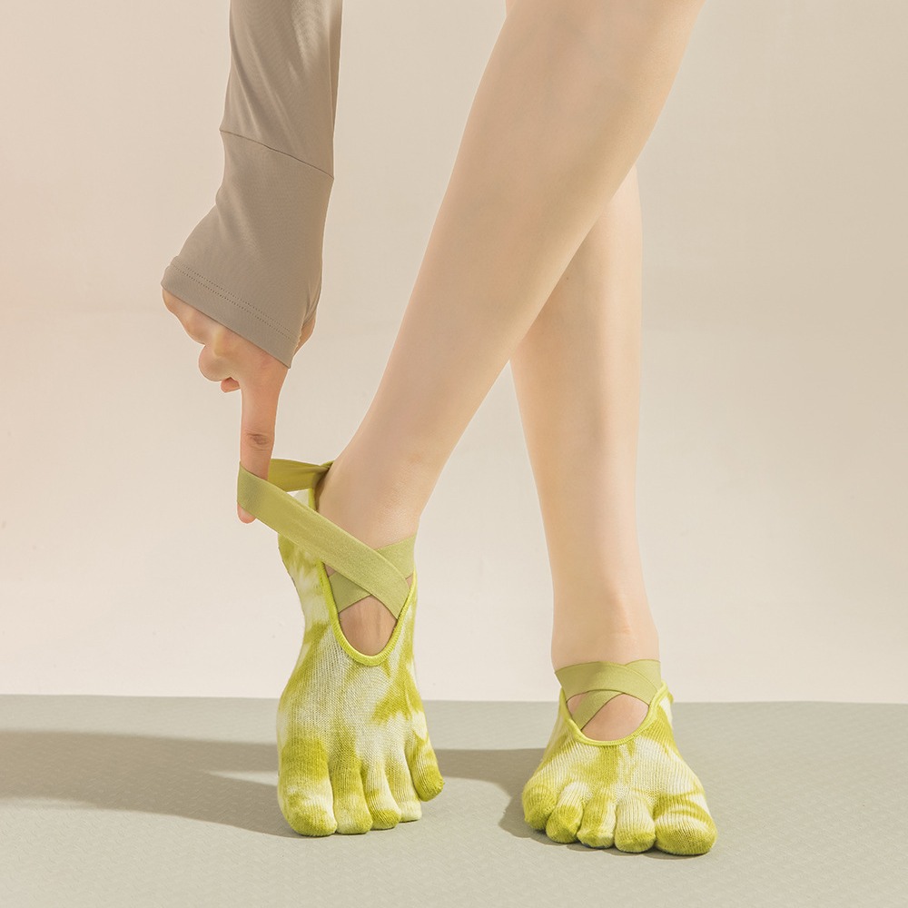 Toe Sock Split - ถุงเท้าโยคะแบบมีสายรัดห้านิ้วสำหรับผู้หญิง, ถุงเท้าพิลาทิสแบบแยกนิ้ว, ถุงเท้าผ้าฝ้ายระบายอากาศกันลื่นสำหรับกีฬาในร่ม