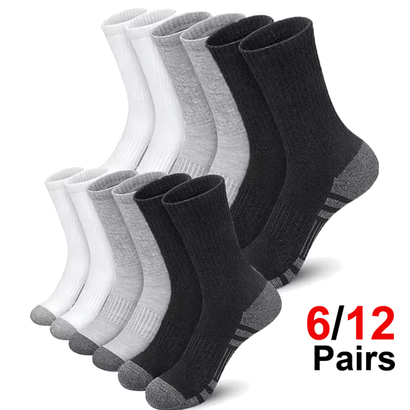 ถุงเท้ากีฬาผู้ชาย แพ็ค 6 คู่ ถ - Cotton Crew Sock Pack บทวิจารณ์และราคา