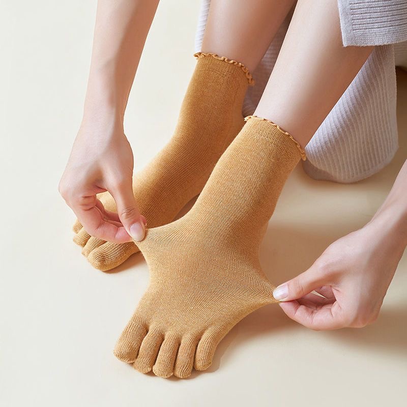 ถุงเท้าผู้หญิงแบบห้านิ้ว ผ้าฝ้ - Toe Sock Split บทวิจารณ์และราคา