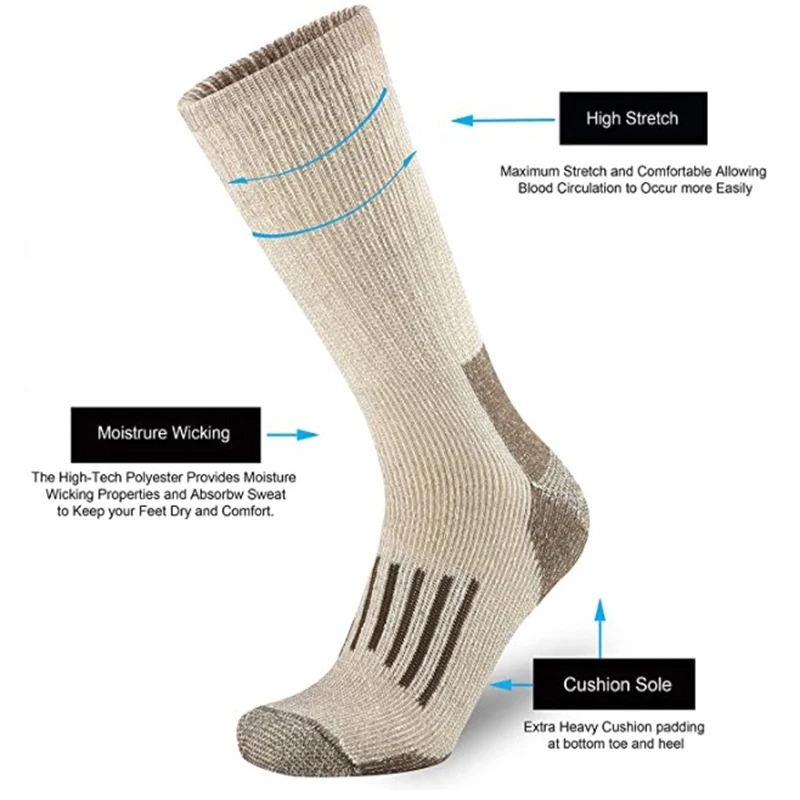 ถุงเท้าขนสัตว์ 80% ถุงเท้าเดิน - Wool Hiking Sock บทวิจารณ์และราคา