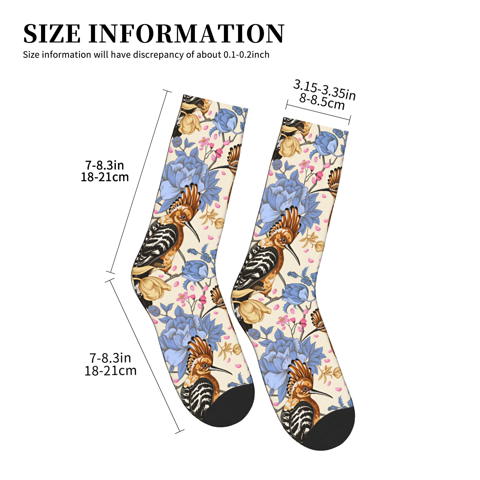 Hoopoe Bird Blue Peony ถุงเท้า - Dress Sock Men บทวิจารณ์และราคา